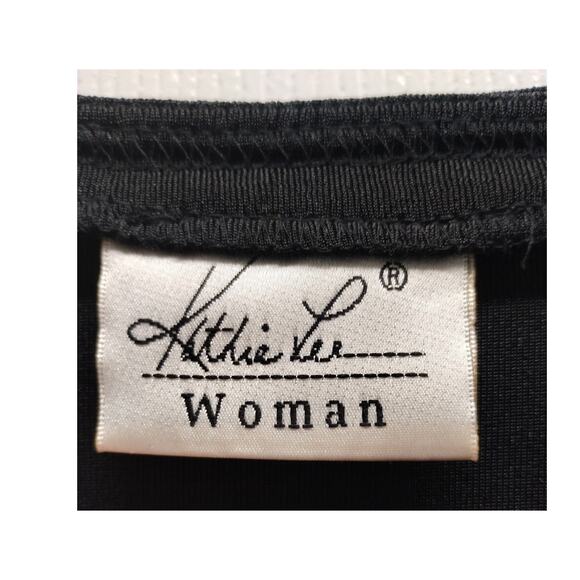 Kathie Lee Plus Size 22/24W Black Open Front Slinky Travel Packable Cardigan - Picture 4 of 5